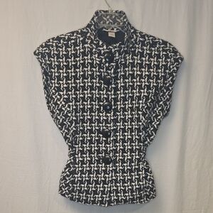Christopher & Banks Black and White Patterned Short Sleeve Jacket